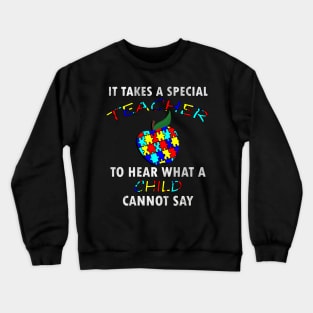 Autism Teacher Puzzle Apple Inspire Gift for Special Ed Autistic Support Awareness inspire Gifts Crewneck Sweatshirt